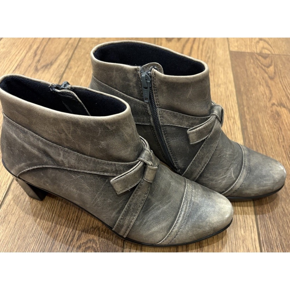 Naot Vistoso Prima Bella Vintage Gray Leather Ankle Boots US 7.5 EU 38 Distress